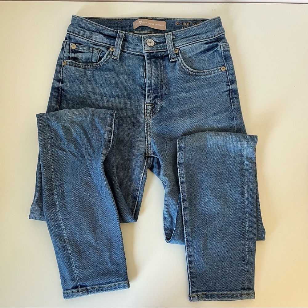 7 For All Mankind Luxe Vintage Women's High Waist Ankle Skinny Jeans size 24